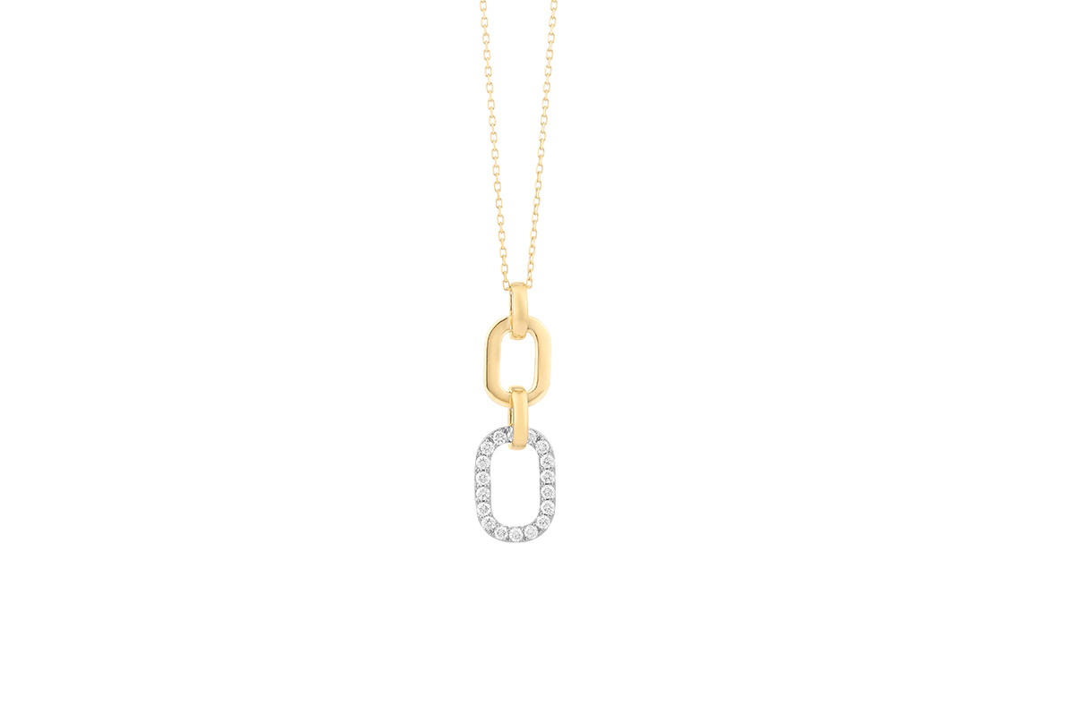 FACET Two-Tone 1/3ctw Diamond Flat Link Pendant Necklace l 18 inches