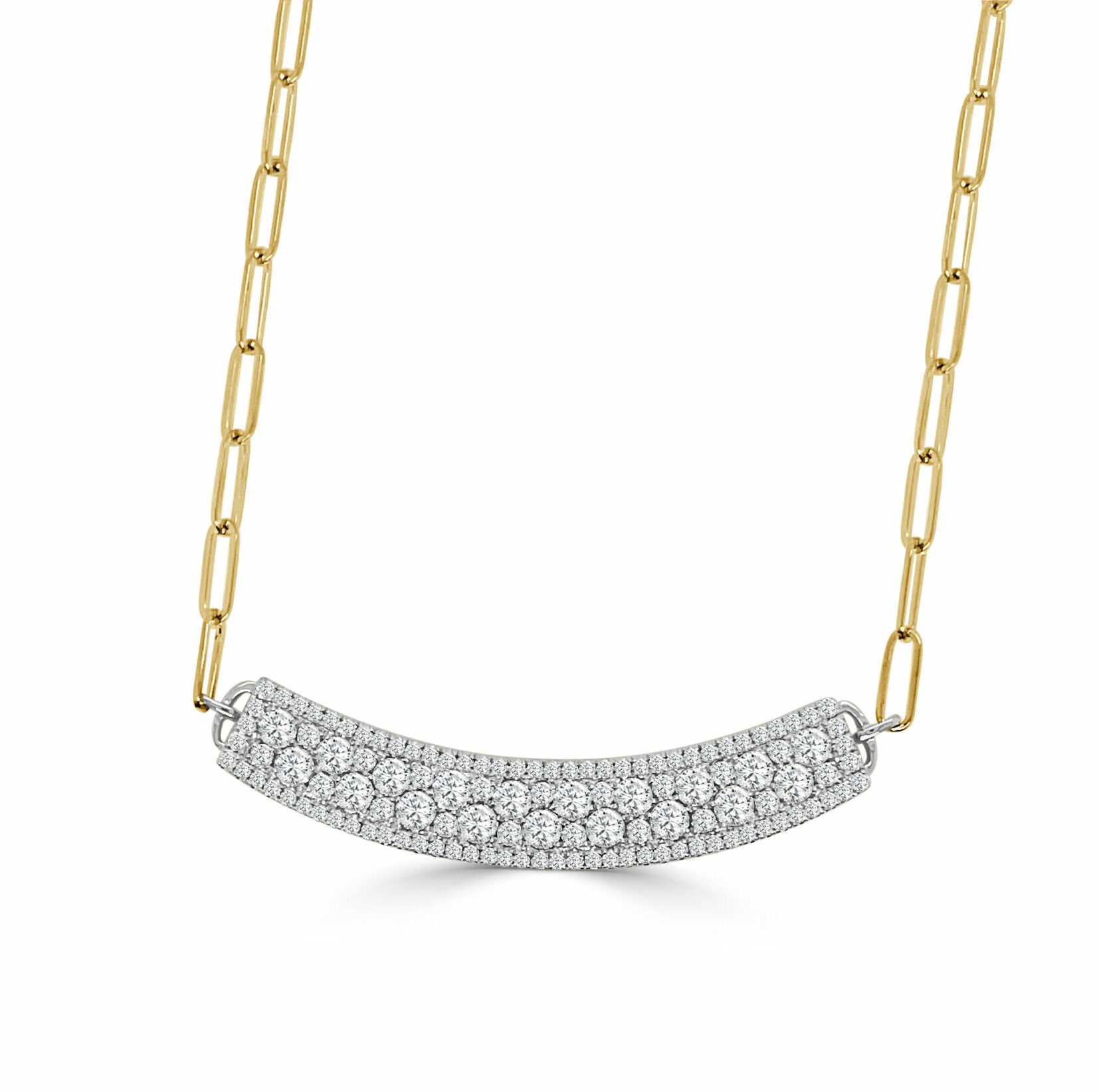 1 1/4ctw Diamond Double Row Curved Bar Two-Tone Pendant Necklace l FREDERIC SAGE