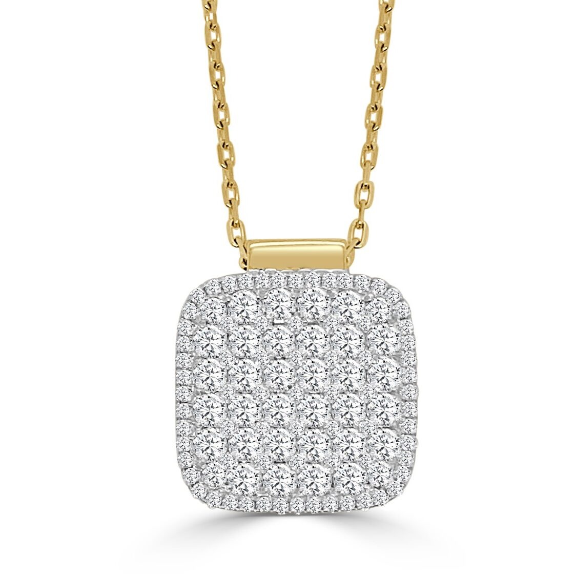 2ctw Diamond Cushion Cluster Two-Tone Pendant Necklace l FREDERIC SAGE