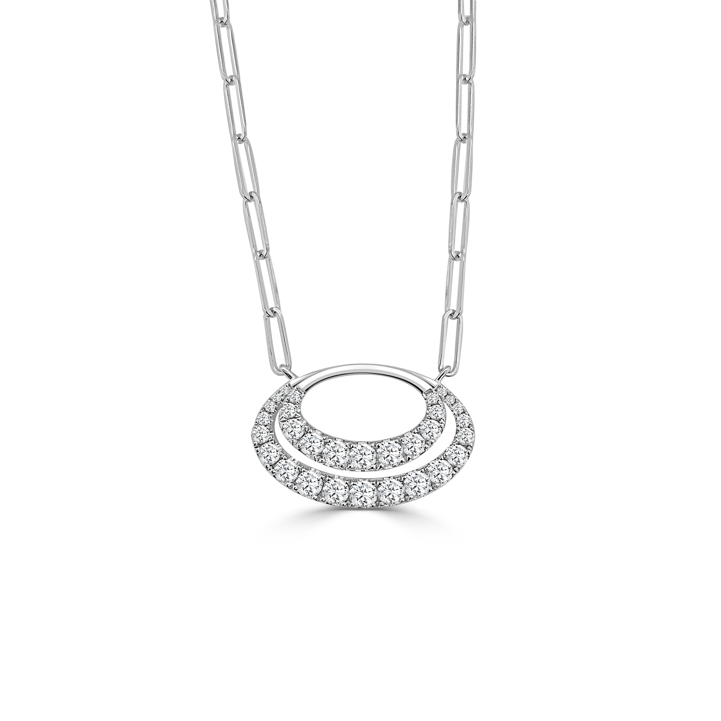 3/4ctw Diamond Double Open Oval Pendant Necklace l FREDERIC SAGE