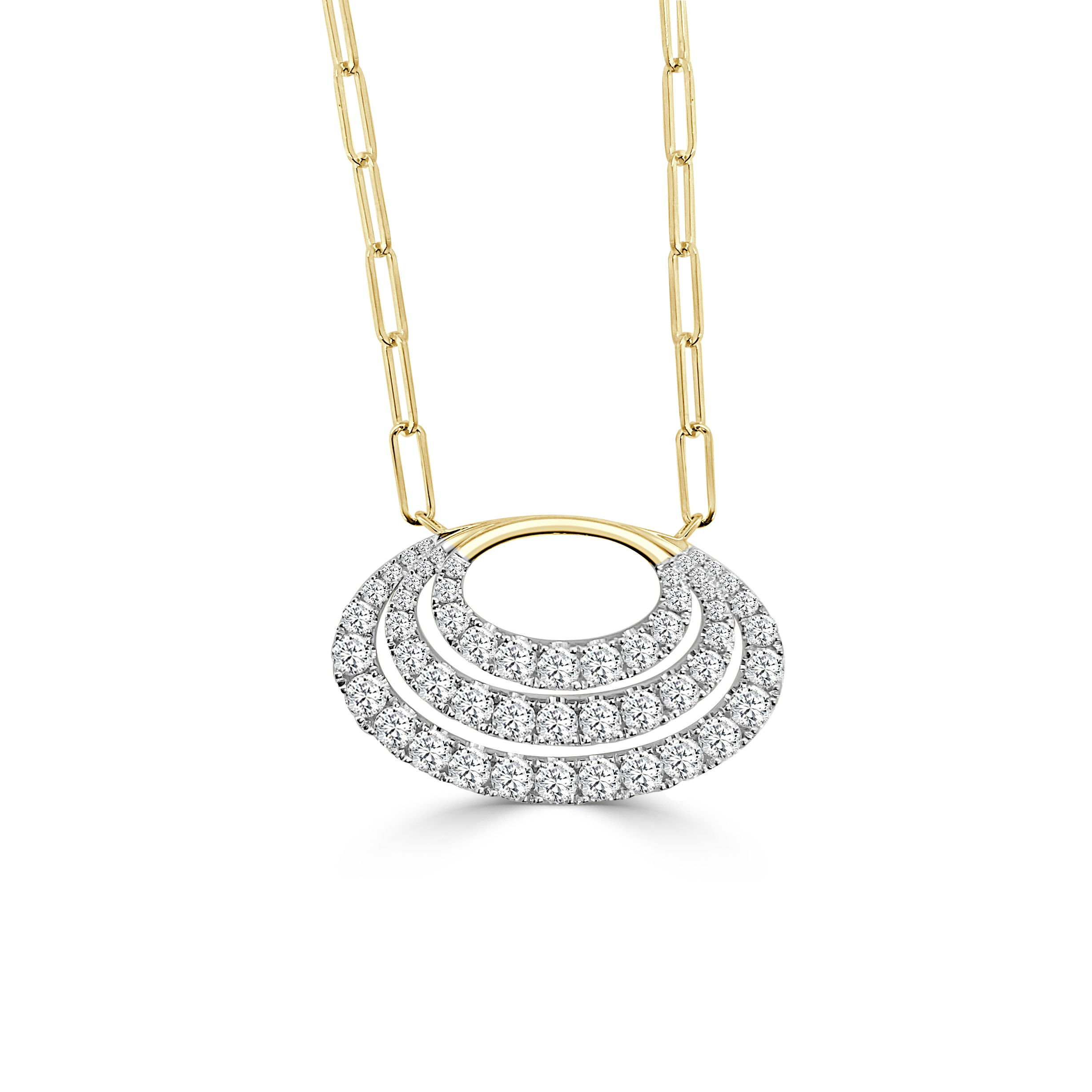 1 3/5ctw Diamond Triple Open Oval Two-Tone Pendant Necklace l FREDERIC SAGE