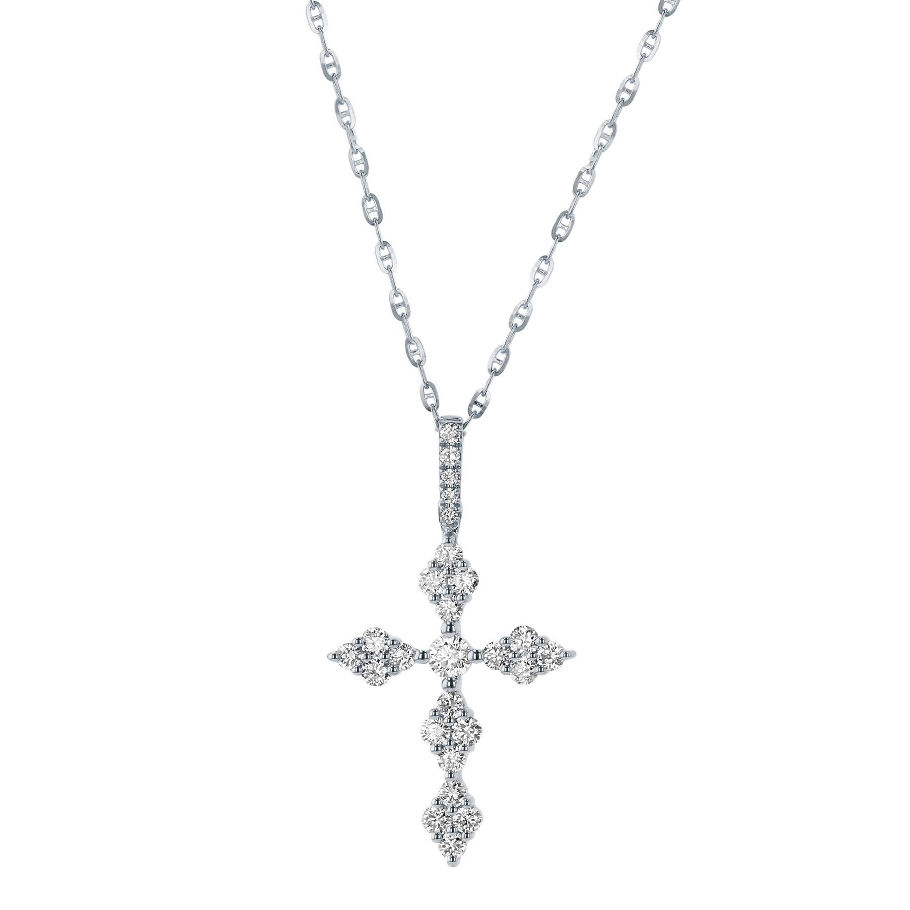 White Gold 3/5ctw Diamond Cross Pendant Necklace l 18 inches