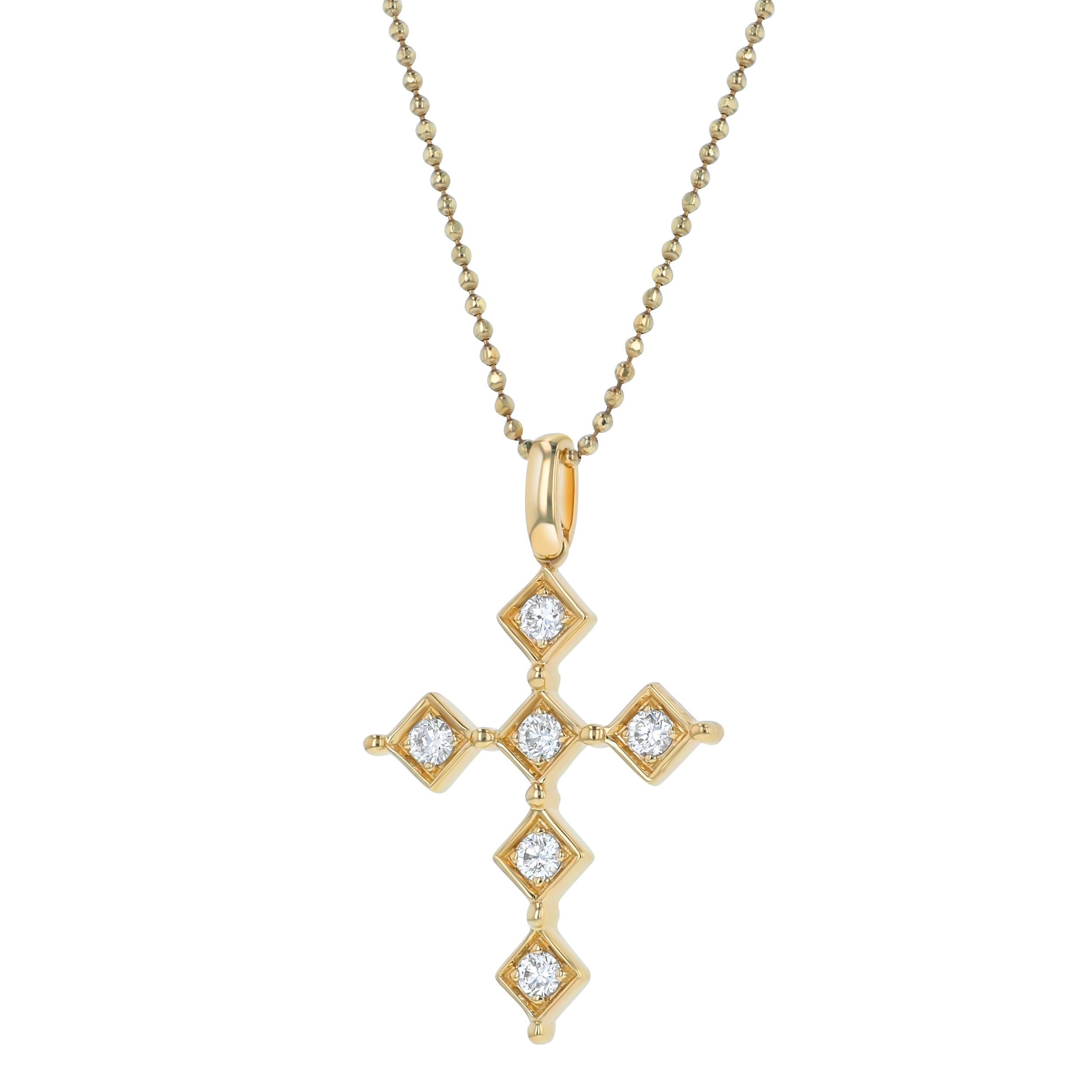 Yellow Gold 1/4ctw Diamond Cross Pendant Necklace l 18 inches