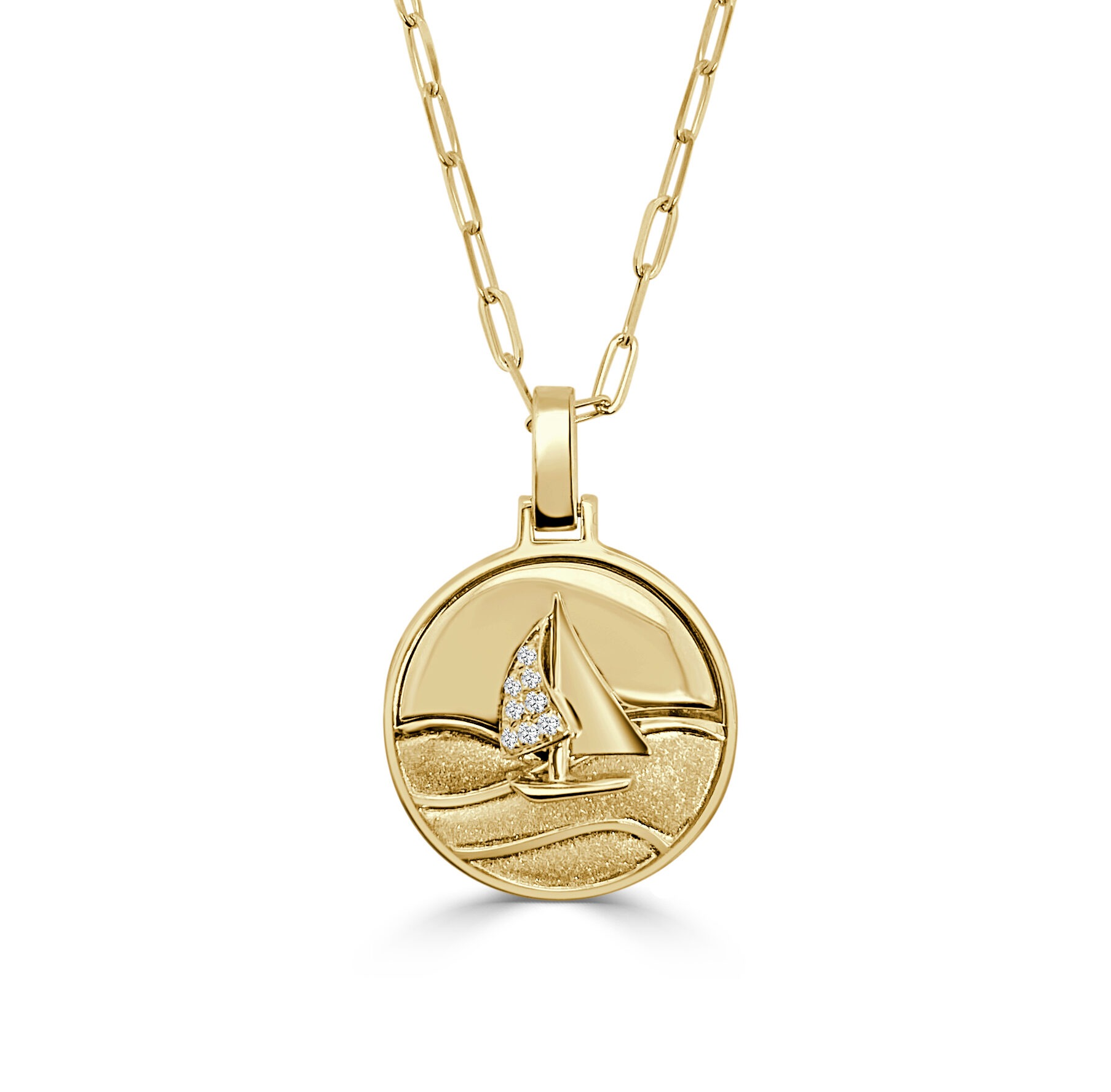 Yellow Gold Happy Sailboat Pendant Necklace l 18 inches