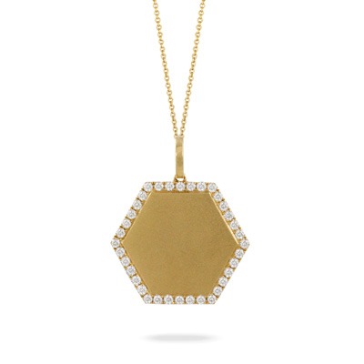 Yellow Gold 1/3ctw Diamond Medallion Pendant Necklace l DOVES Fibonacci