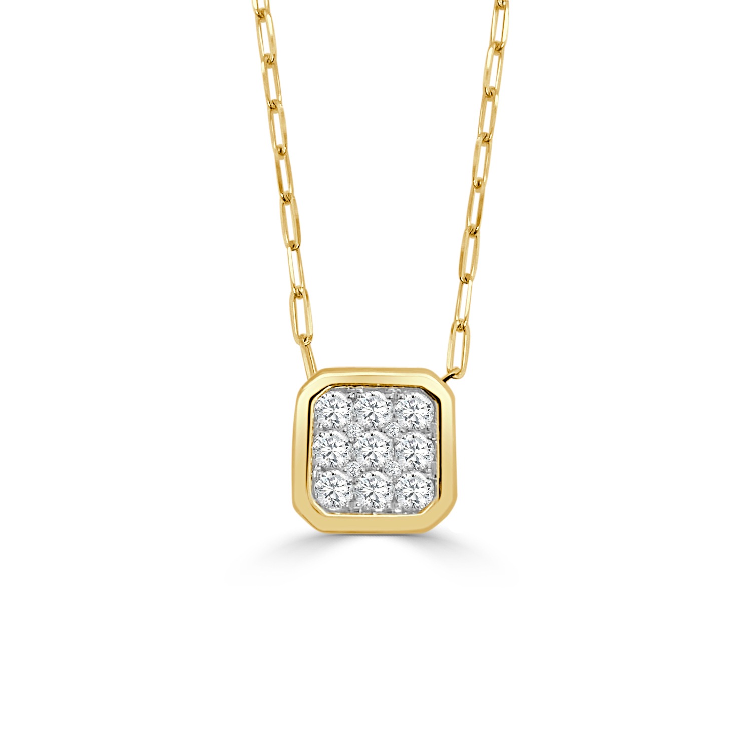 2/5ctw Round Diamond Two-Tone Cushion Pendant Necklace l Medium