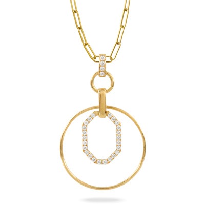 DOVES 1/2ctw Diamond and Gold Link Pendant Necklace in 18k Yellow Gold l FIBONACCI