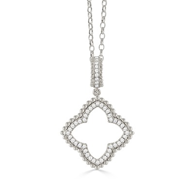 DOVES 1/5ctw Diamond Pendant Necklace in 18k White Gold l RAVENNA