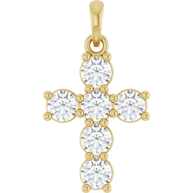1/4ctw Diamond Yellow Gold Petite Cross Pendant Necklace l 18 inches