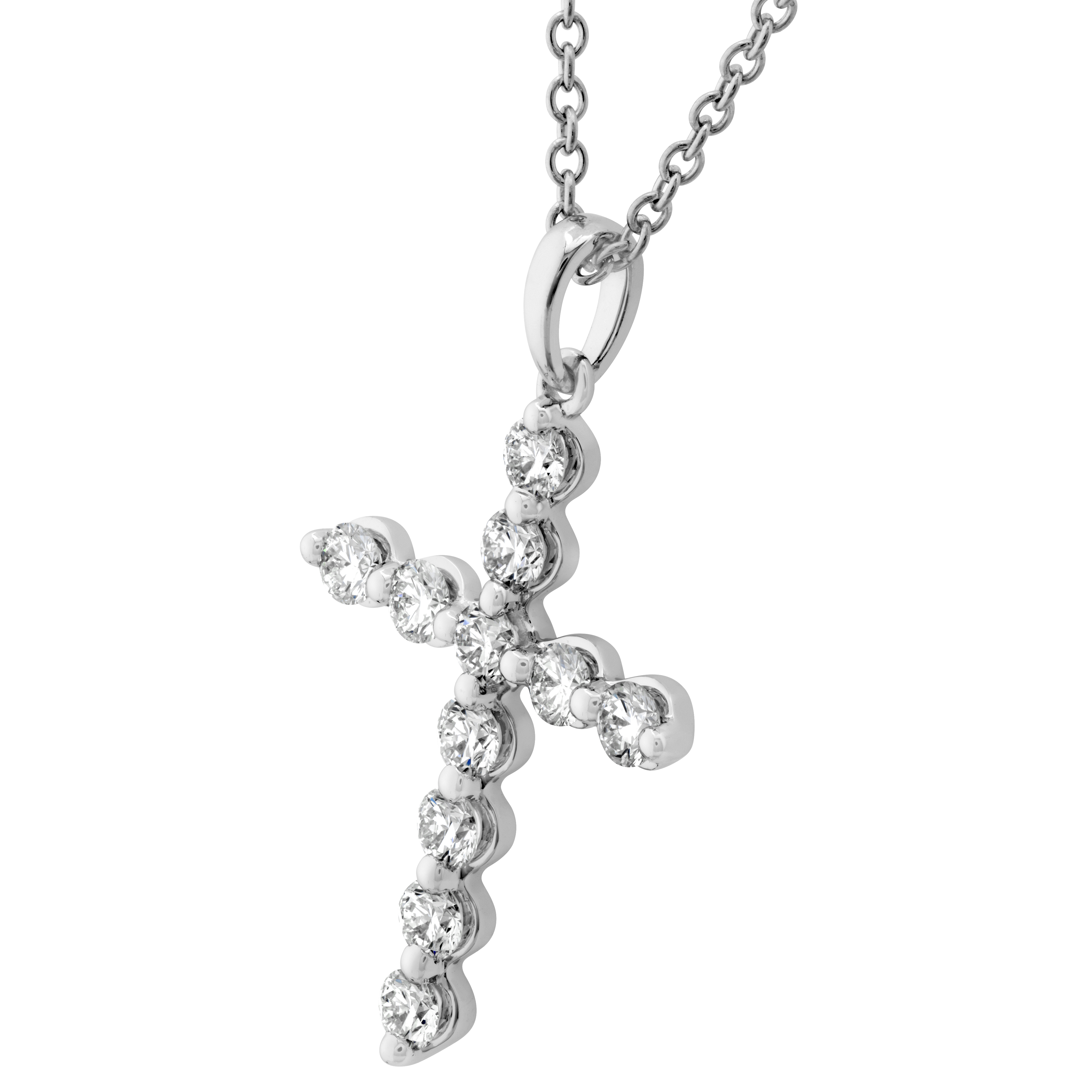 White Gold 1/2ctw Diamond Cross Pendant Necklace