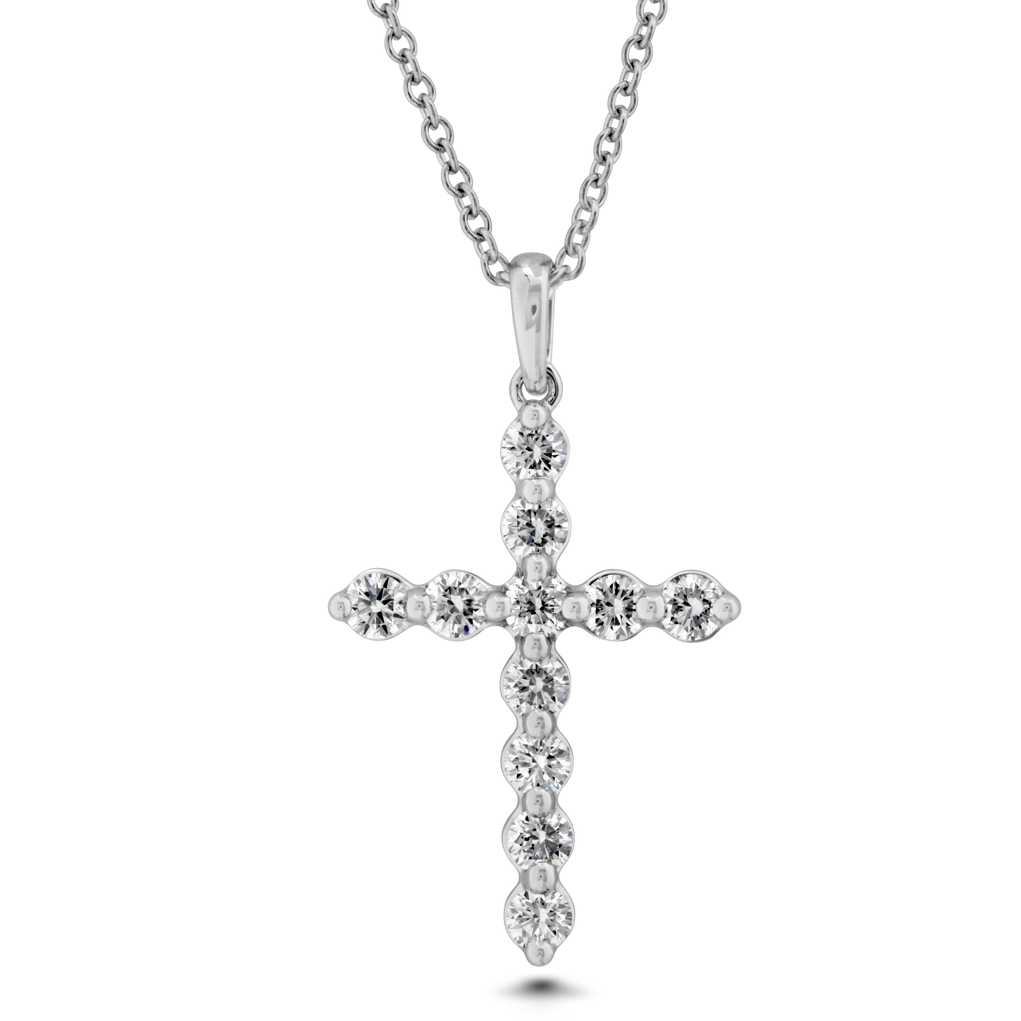 1/4ctw Diamond White Gold Cross Pedant Necklace l MEMOIRE