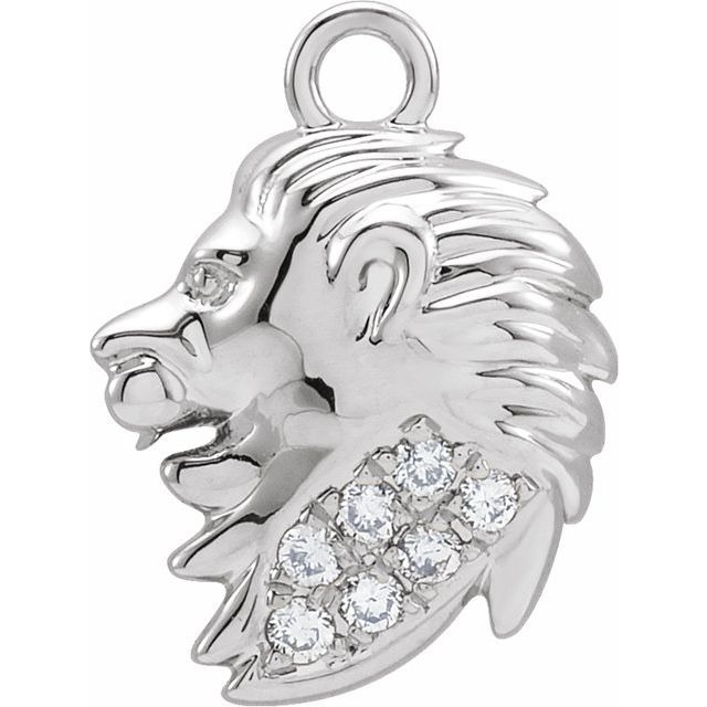 White Gold Diamond Leo Lion Charm Pendant l Extra Small