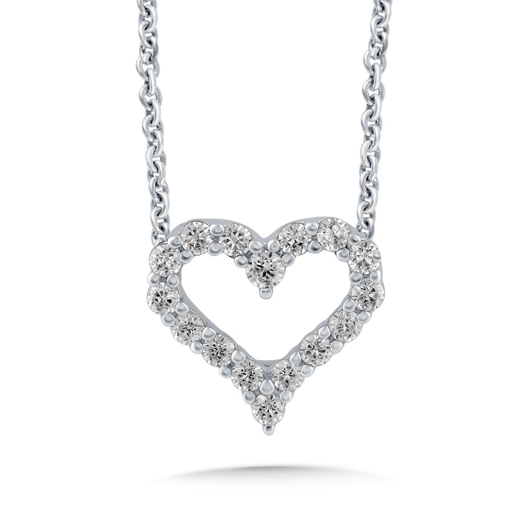 White Gold 1/2ctw Diamond Heart Pendant Necklace l 18 inches