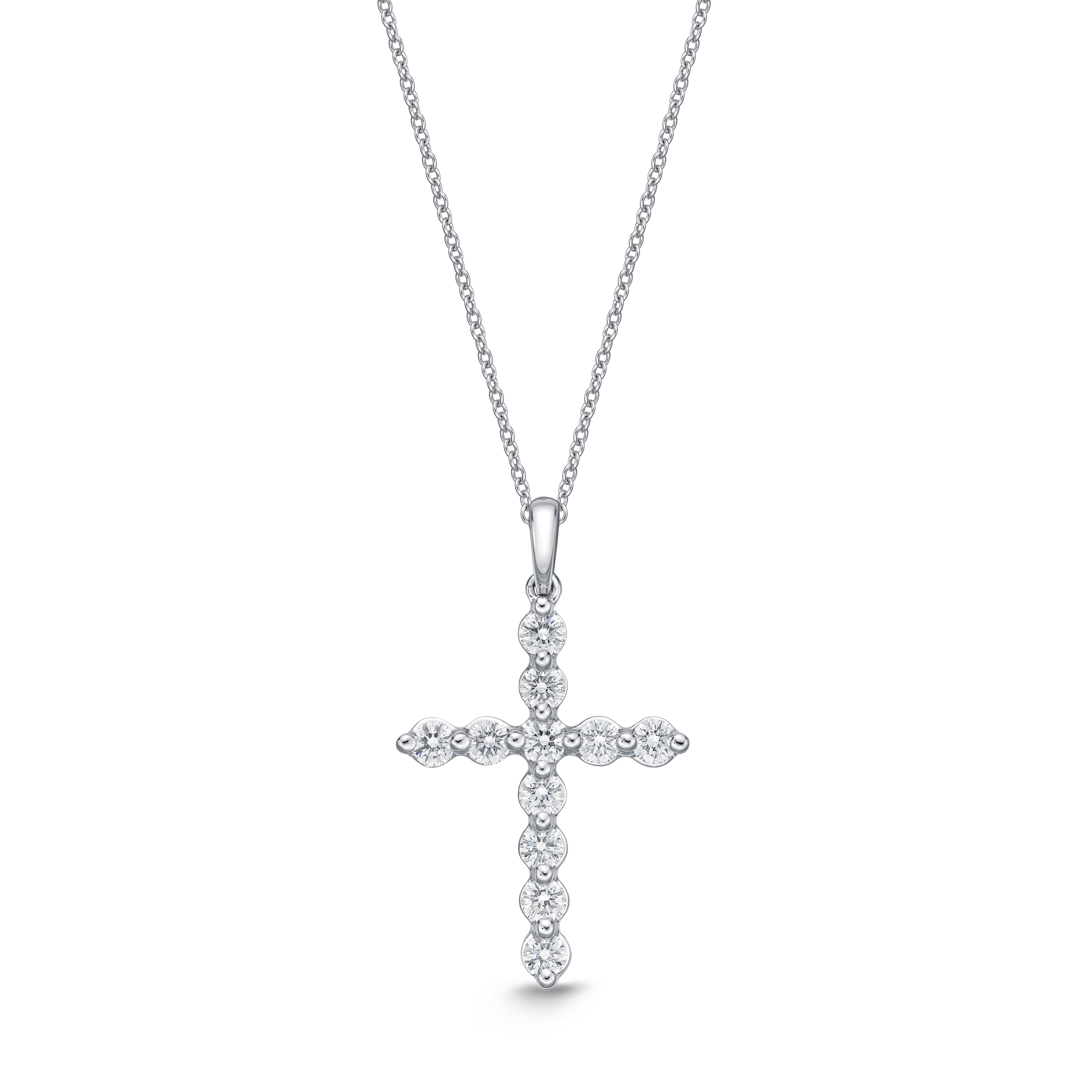 1/4ctw Diamond White Gold Cross Pedant Necklace l 18 inches