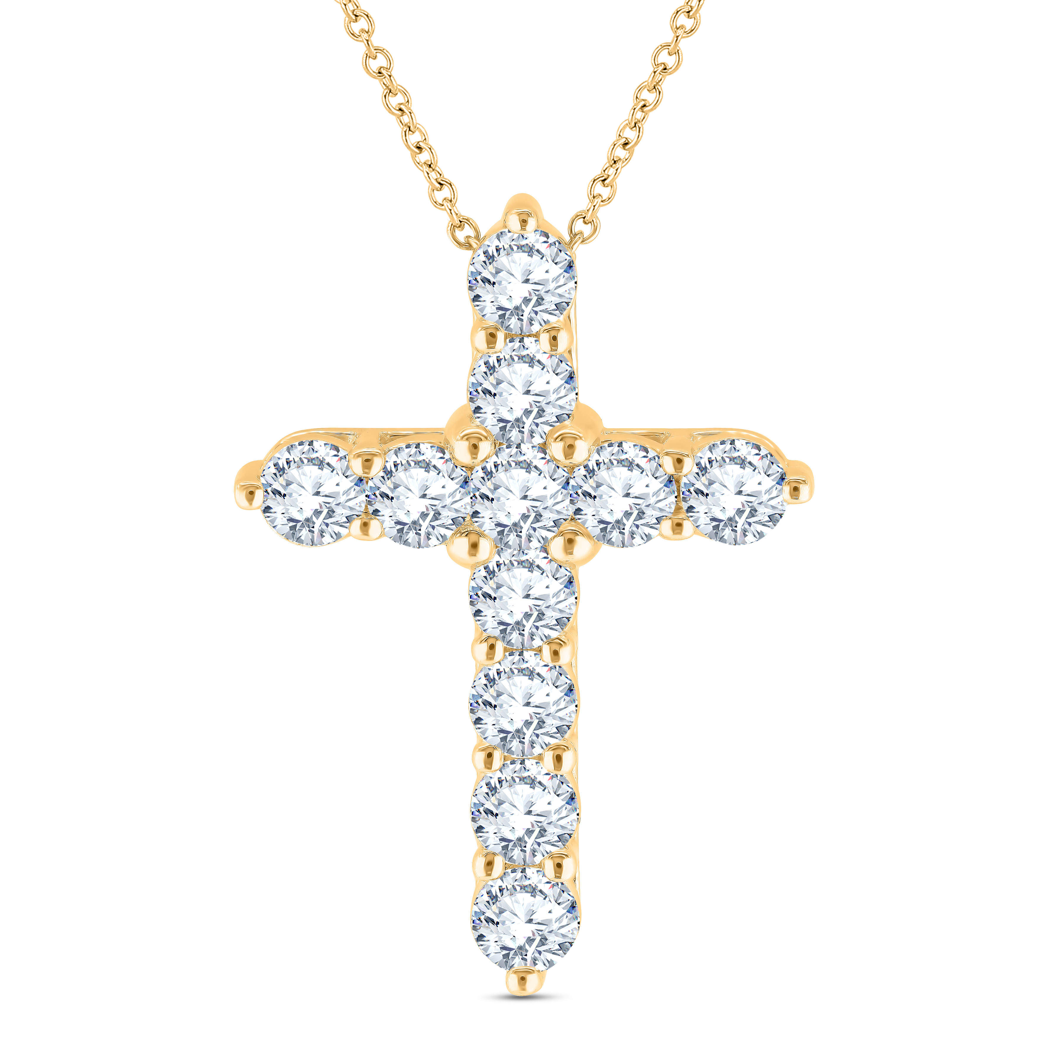 14k Yellow Gold 2ctw HI SI Diamond Cross Pendant