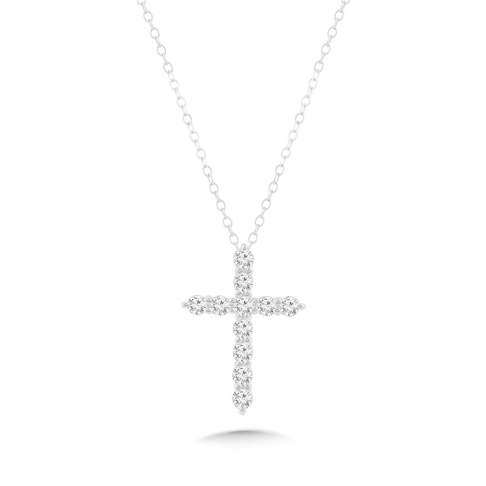 White Gold 1/2ctw Diamond Cross Pendant Necklace l 18 inches