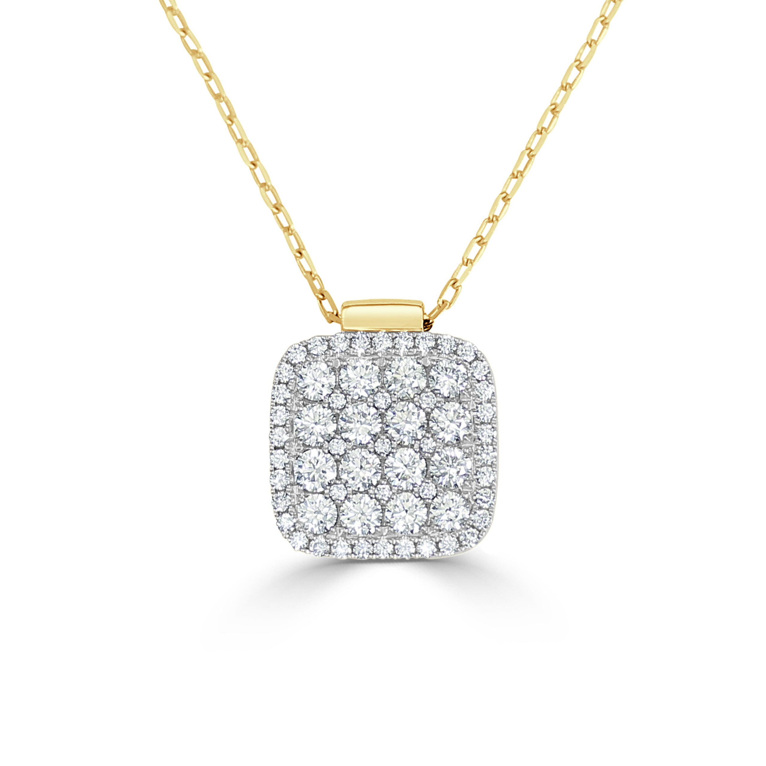 1 1/10ctw Diamond Cluster Cushion Pendant Necklace in 18K Gold