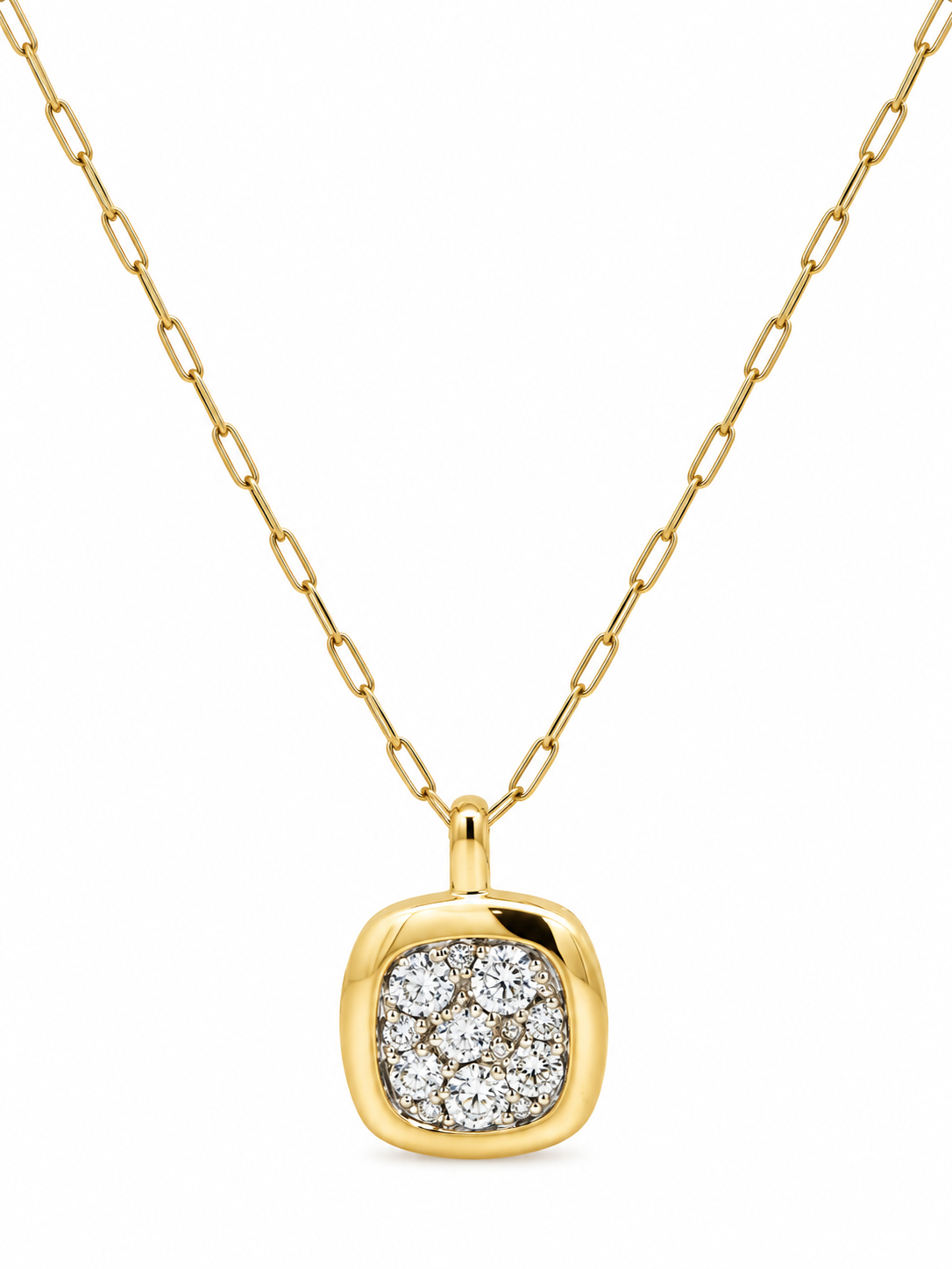 1/3ctw Round Diamond Yellow Gold Cushion shaped Pendant Necklace l 18 inches