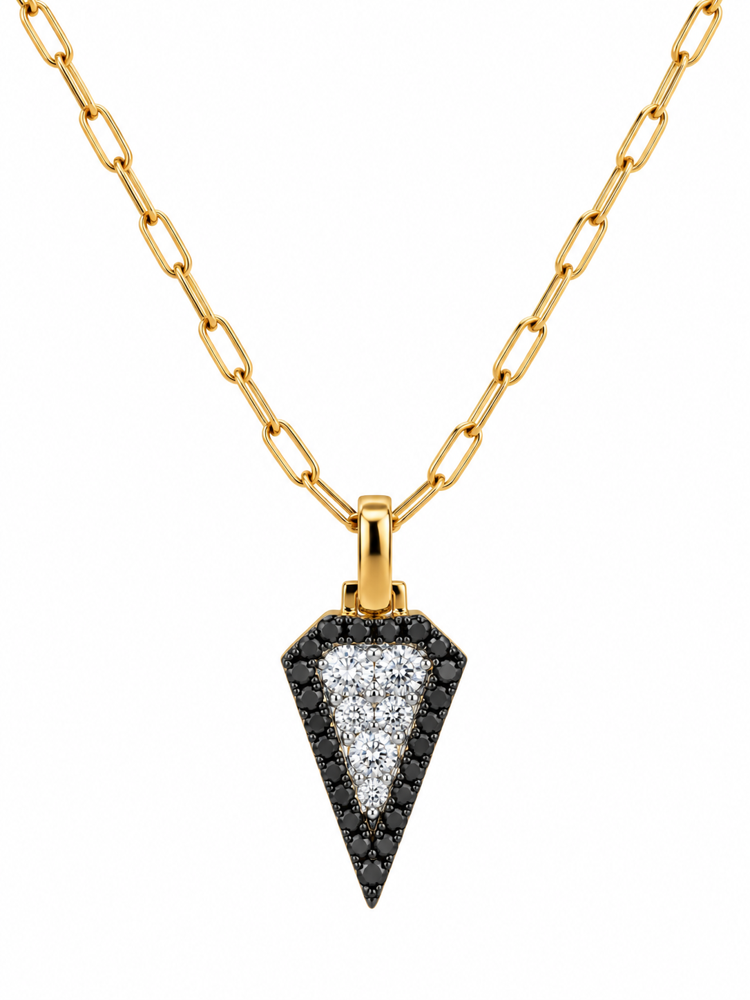 3/5ctw White and Black Diamond Yellow Gold Pendant Necklace l 18 inches