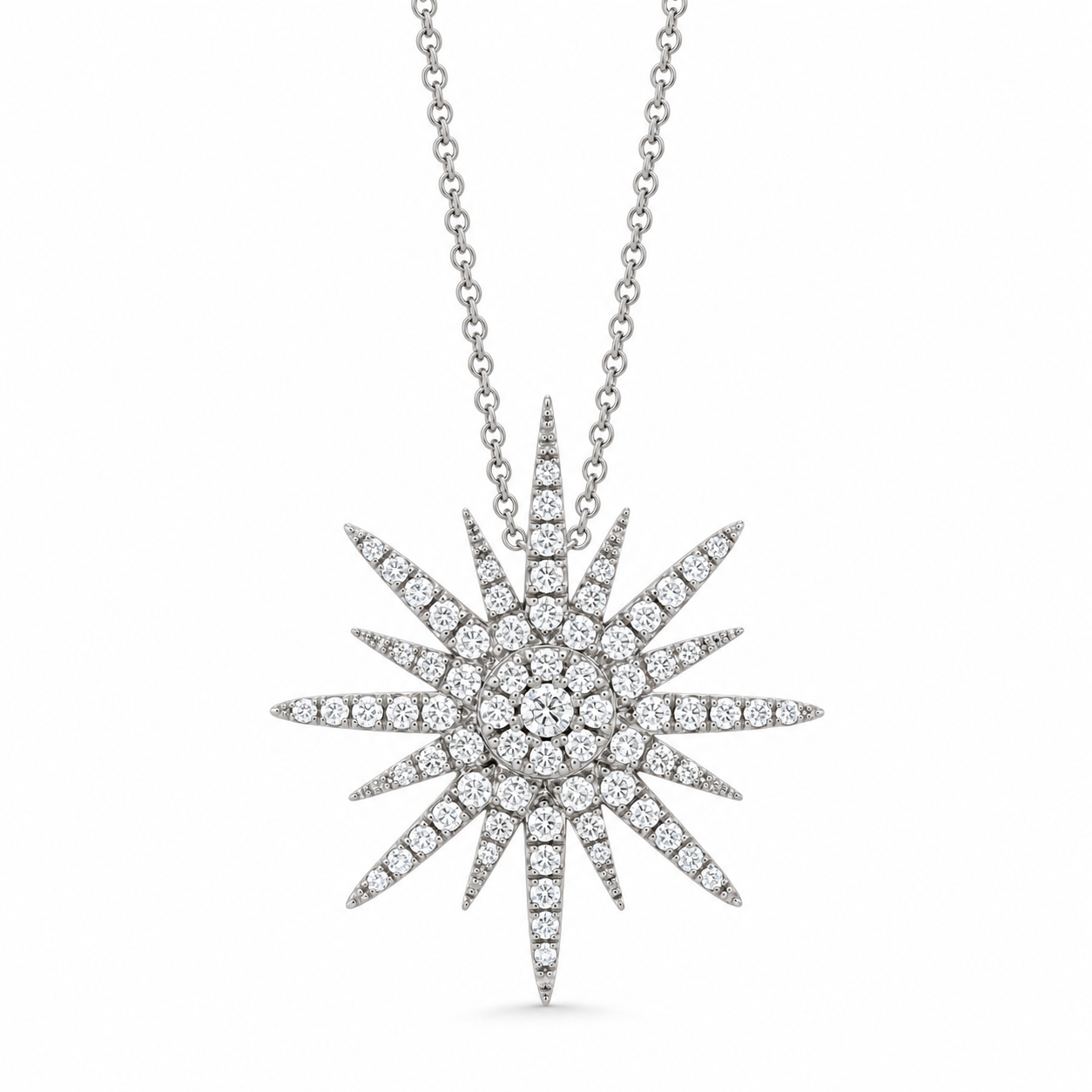 White Gold 4/10cts Diamond Celestial Starburst Pendant Necklace l DOVES