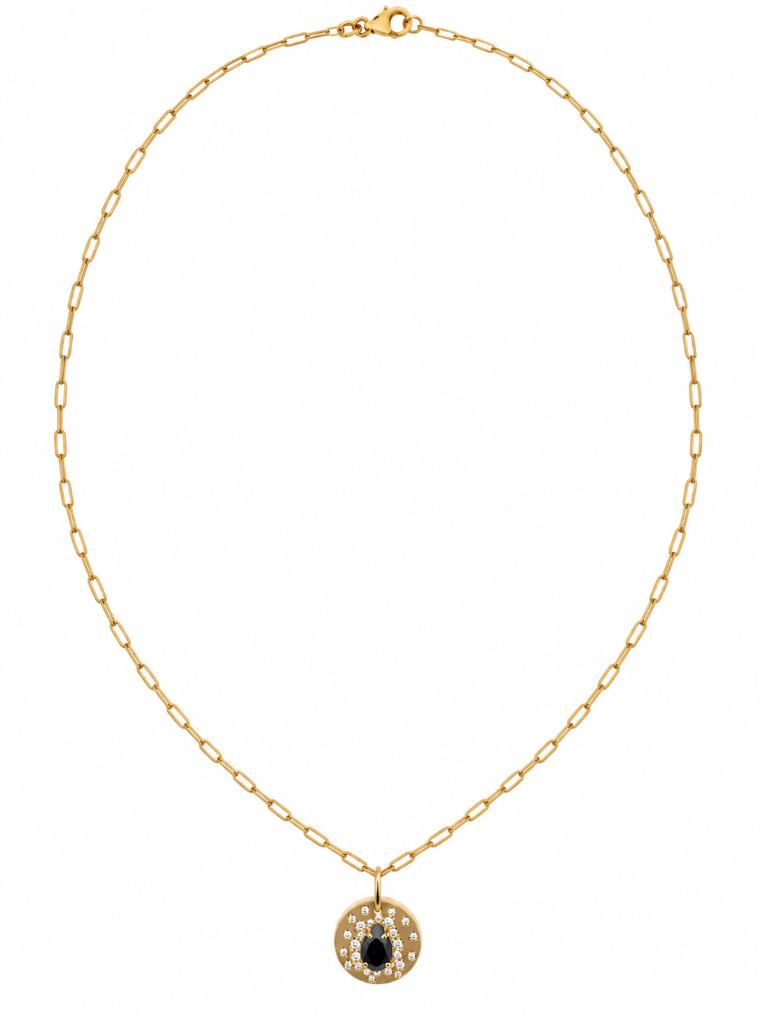 14K Yellow Gold Black Diamond & White Diamond Medallion Pendant Necklace l 18 inches