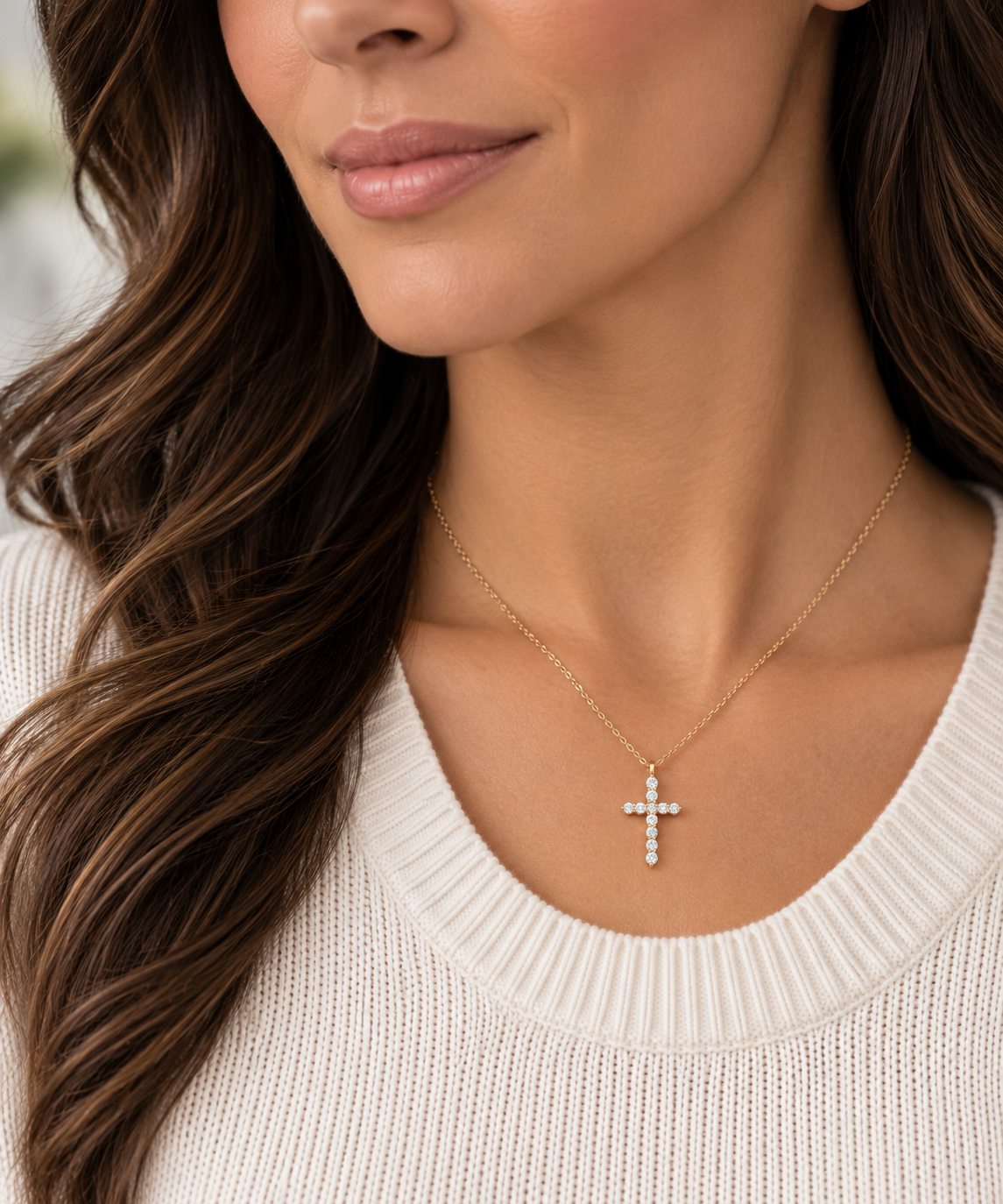 1/2ctw Natural Diamond Cross Pendant Necklace in 14K Yellow Gold l 18 inches