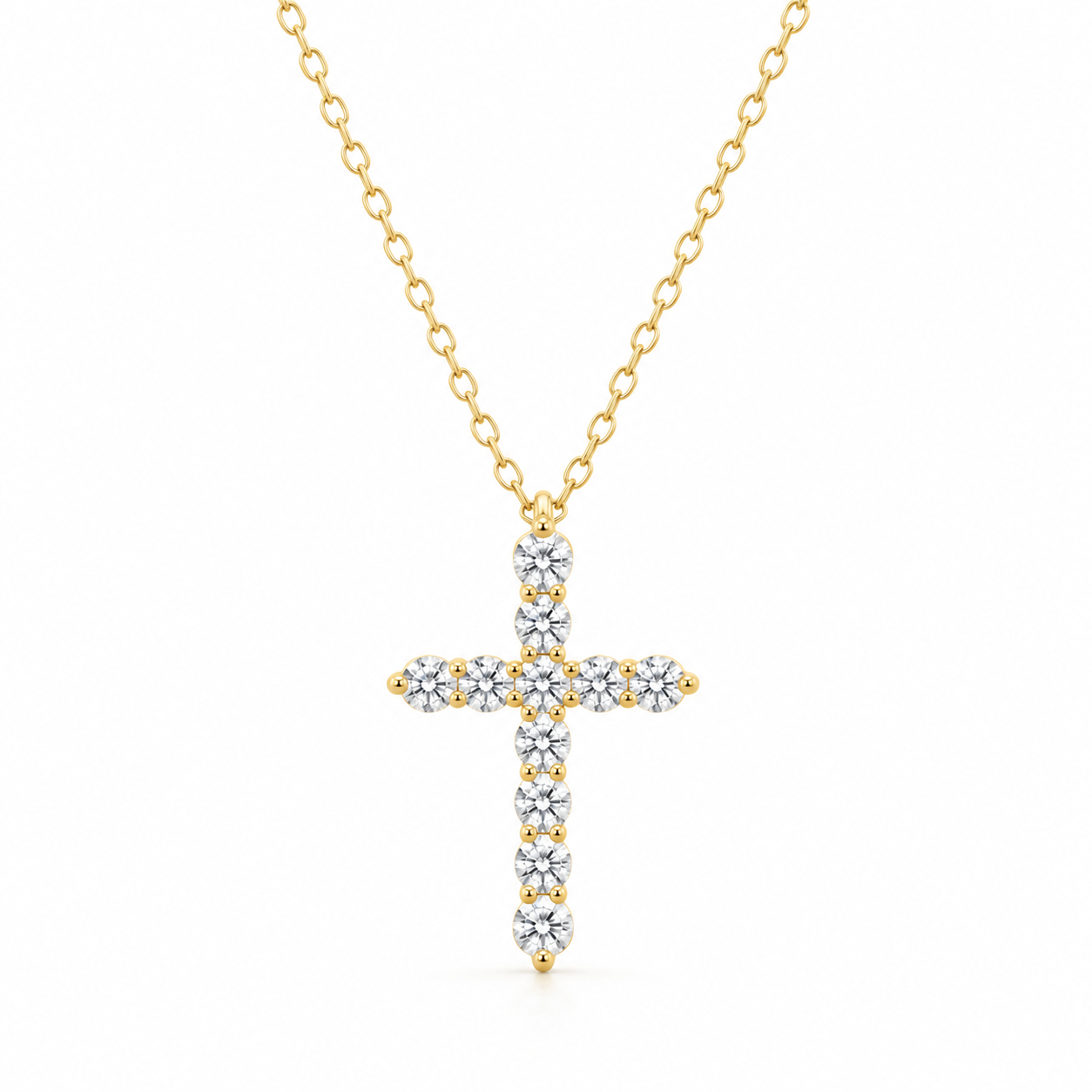 1/2ctw Natural Diamond Cross Pendant Necklace in 14K Yellow Gold l 18 inches