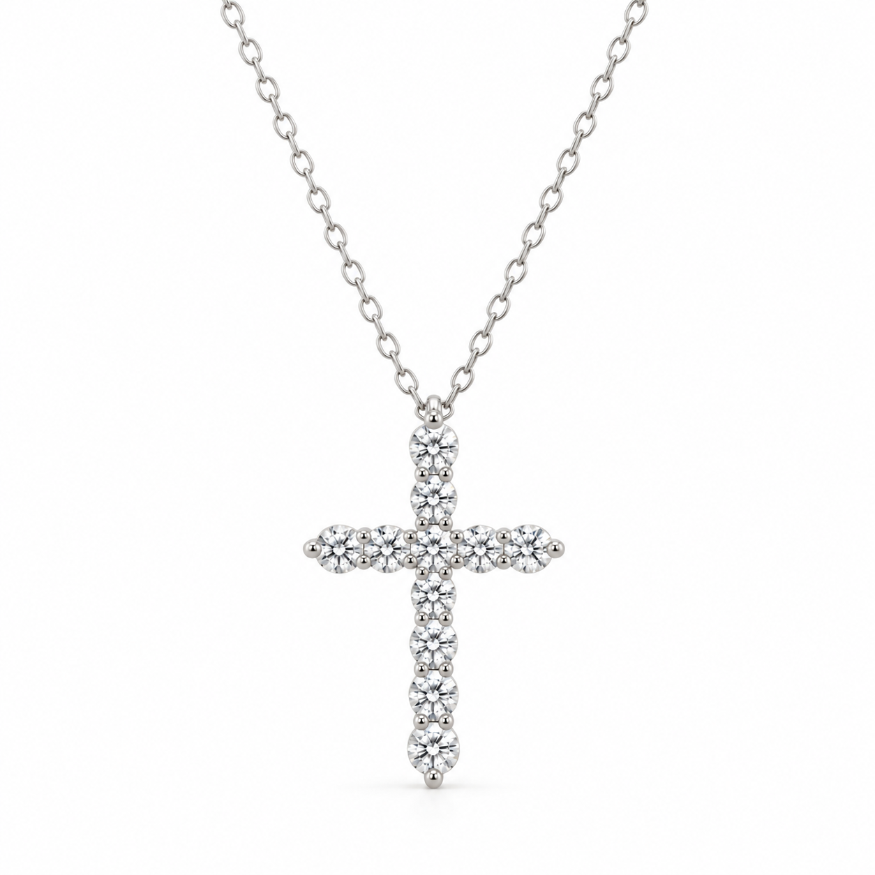 1/2ctw Natural Diamond Cross Pendant Necklace in 14K White Gold l 18 inches
