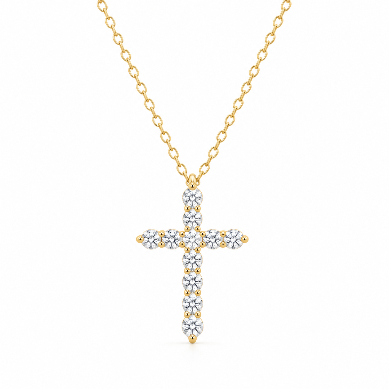1/3ctw Natural Diamond Cross Pendant Necklace in 14K Yellow Gold l 18 inches