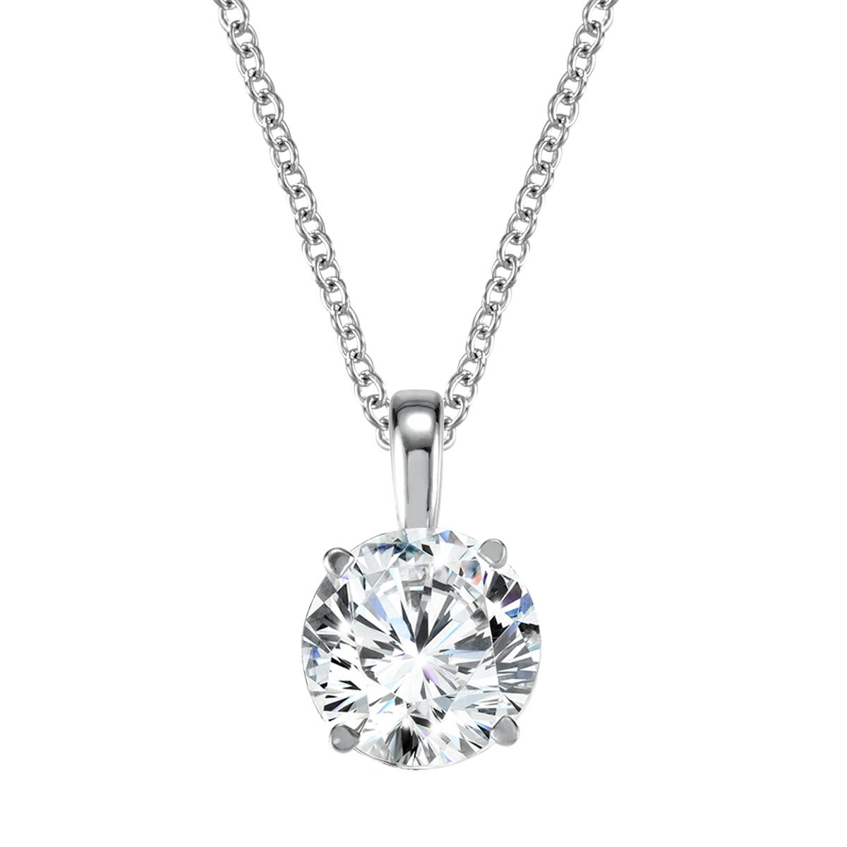 2ct Lab Grown Round Diamond White Gold Solitiare Pendant Necklace