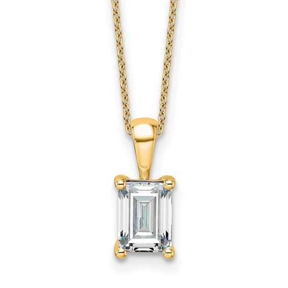 1ctw Lab Grown Diamond Emerald cut Solitaire Pendant Necklace l 18 inches