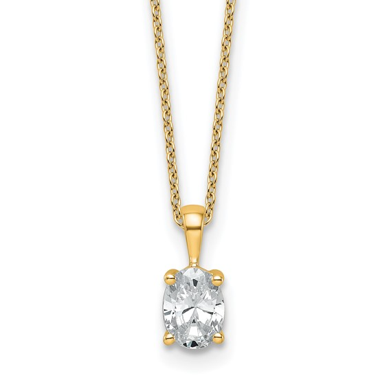 1ctw Lab Grown Diamond Oval cut Solitaire Pendant Necklace l 18 inches