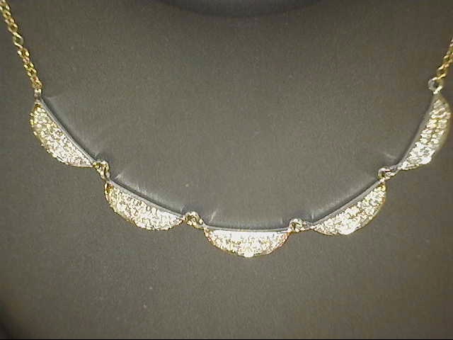 14ky/w.32tdw Five Half Circle Diamond Necklace