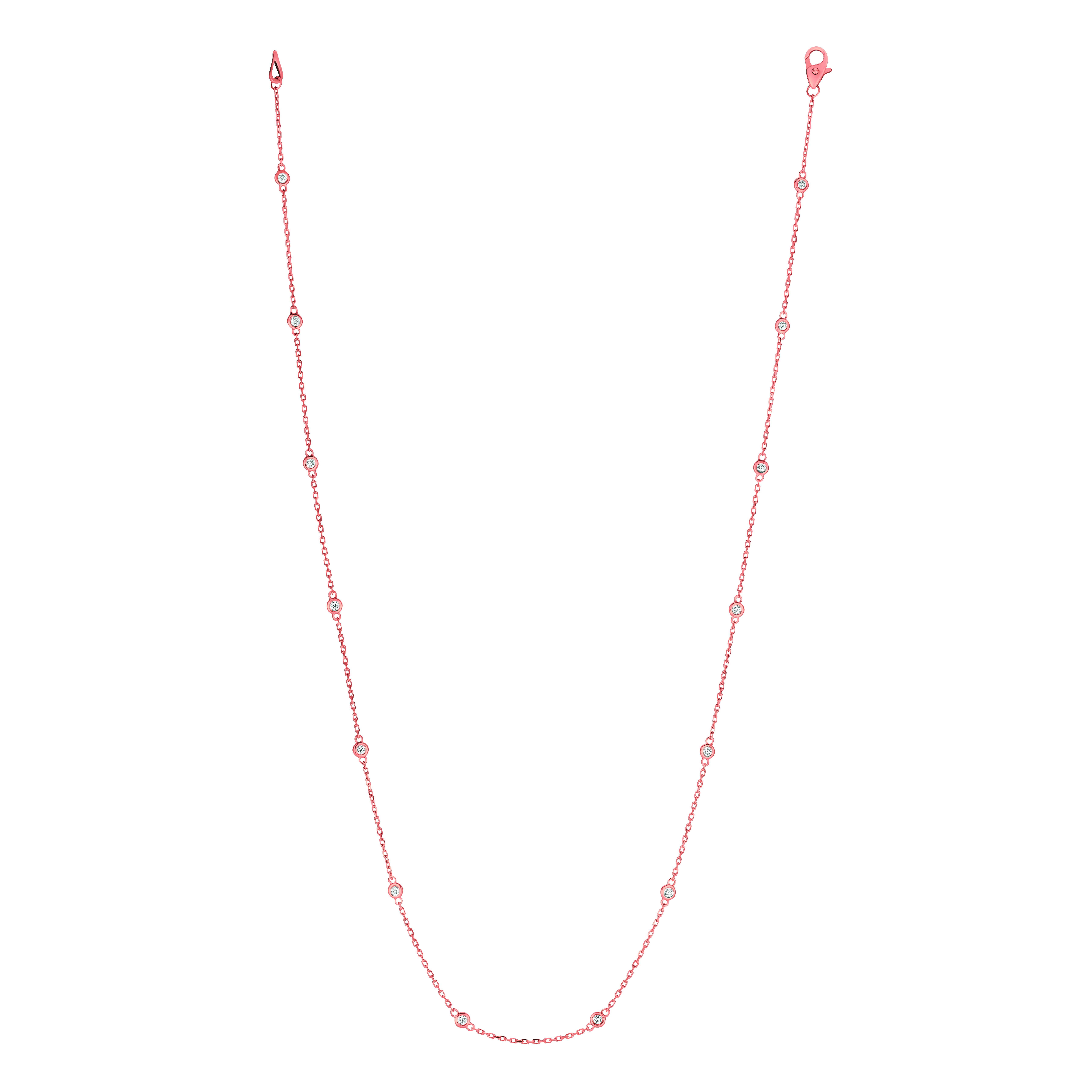 Rose Gold .50 TCW Bezel-Set Diamond Station Necklace