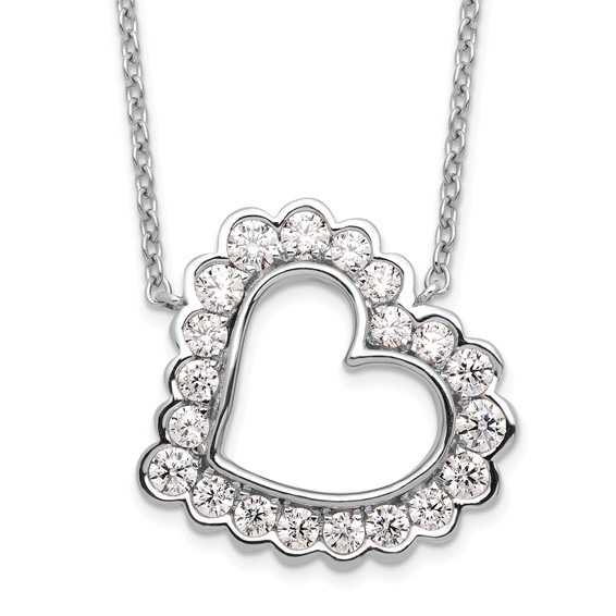 14K Lab-Grown .75 TCW Diamond Heart Necklace