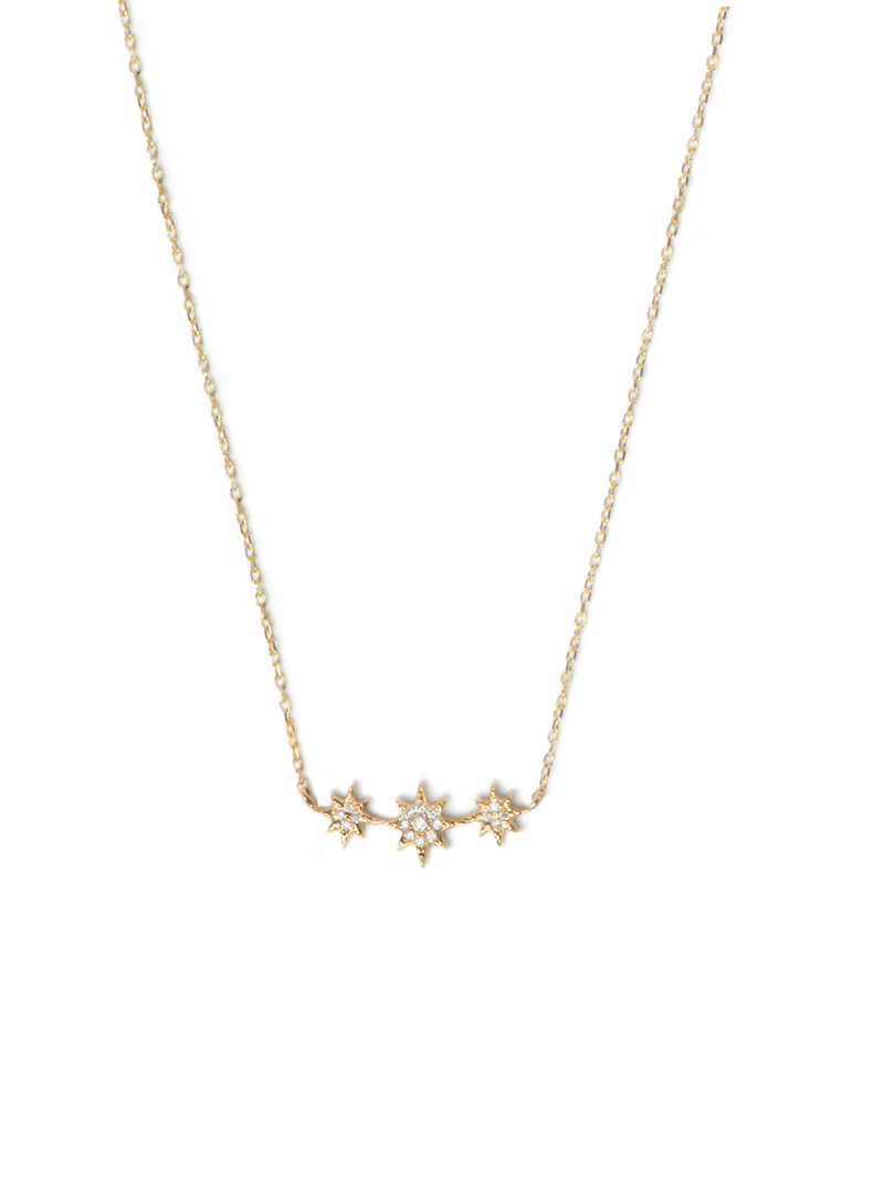 Yellow Gold Anzie Aztec North Star Micro Bar Diamond Necklace