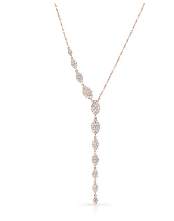 14K Rose Gold Diamond Pave Marquise Drop Necklace