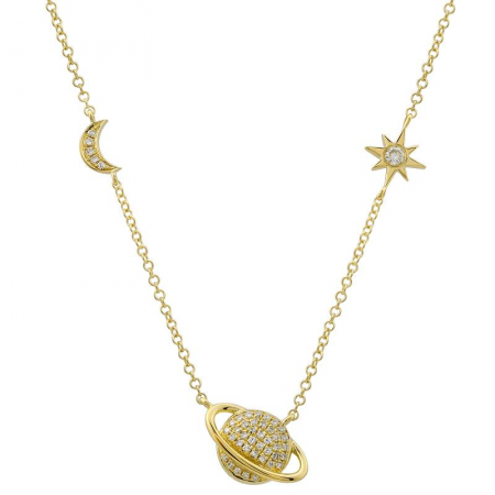 Diamond Saturn Moon Star Necklace
