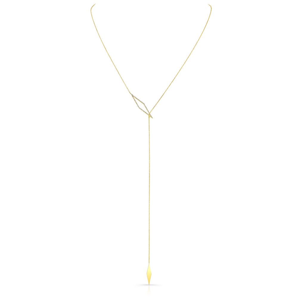 Gold Diamond Lariat Necklace