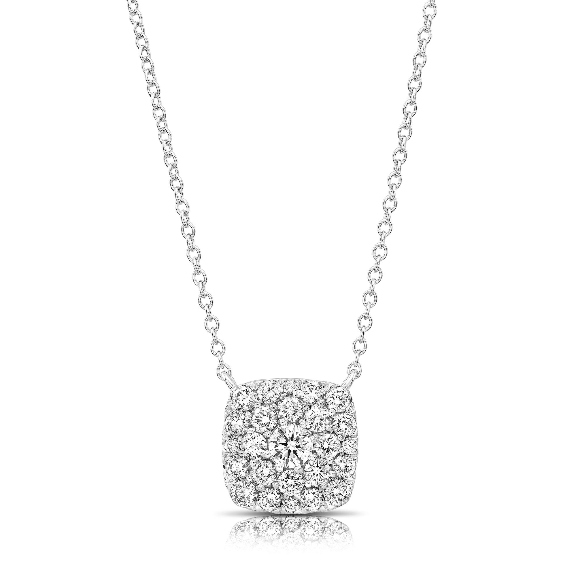 Diamond Cushion Cluster Necklace