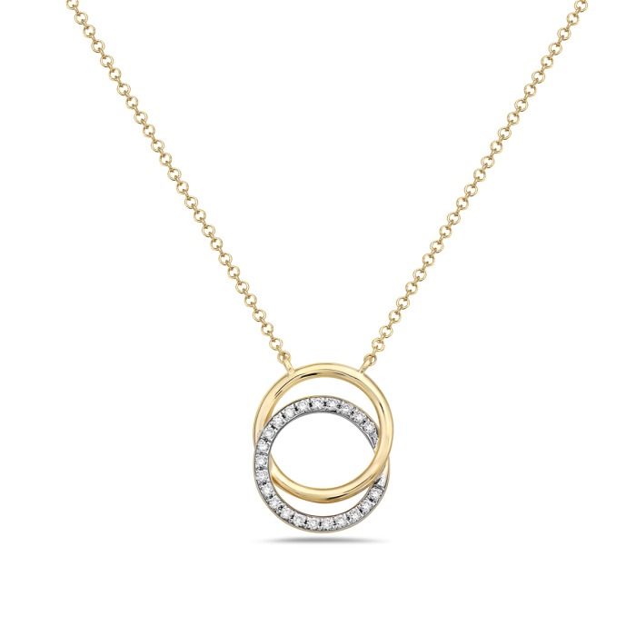 1/10ctw Diamond Interlocking Circles Two-Tone Gold Necklace