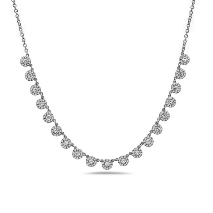 White Gold 1 1/4ctw Diamond Halo Station Necklace