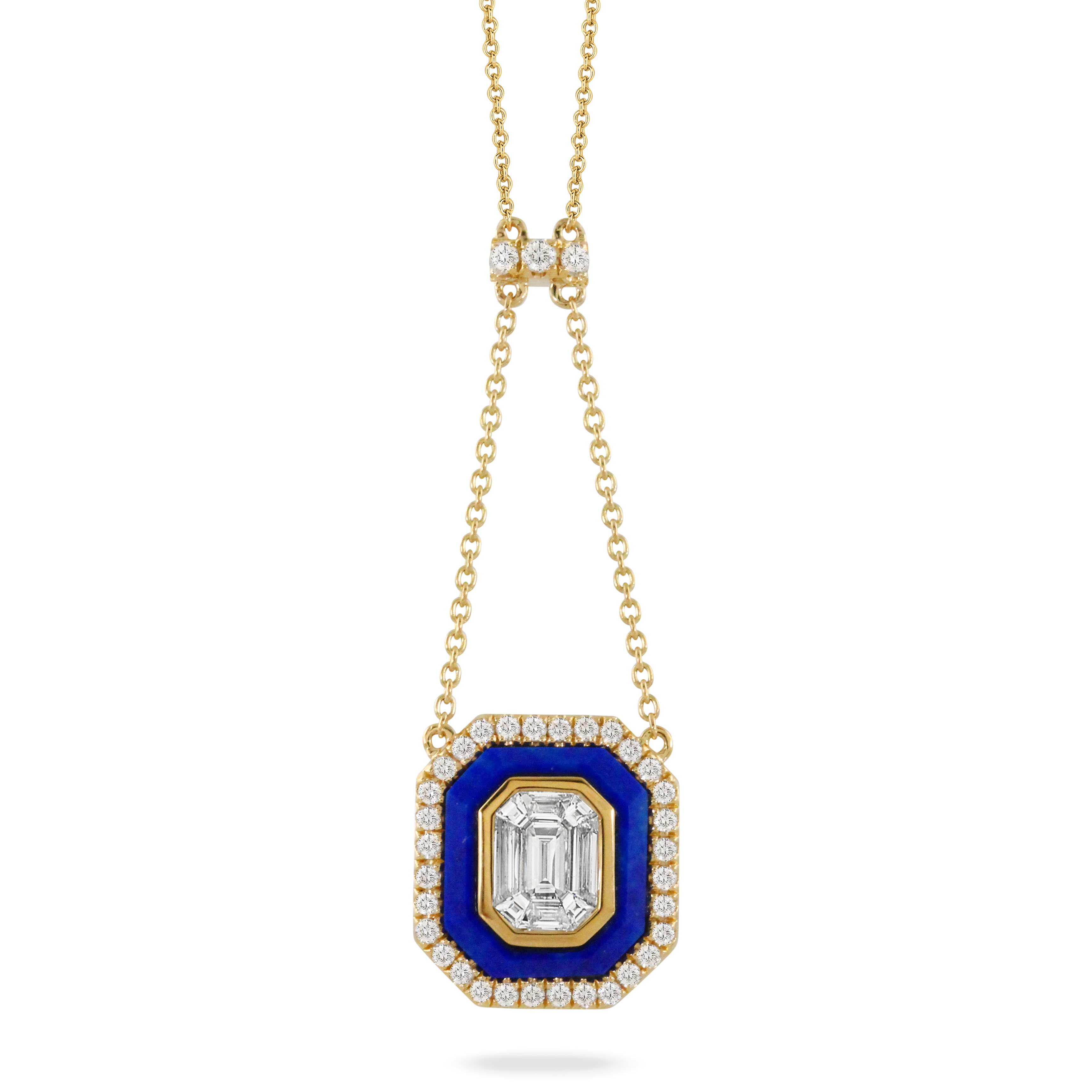 DOVES Diamond and Lapis Yellow Gold Pendant Necklace | Mondrian