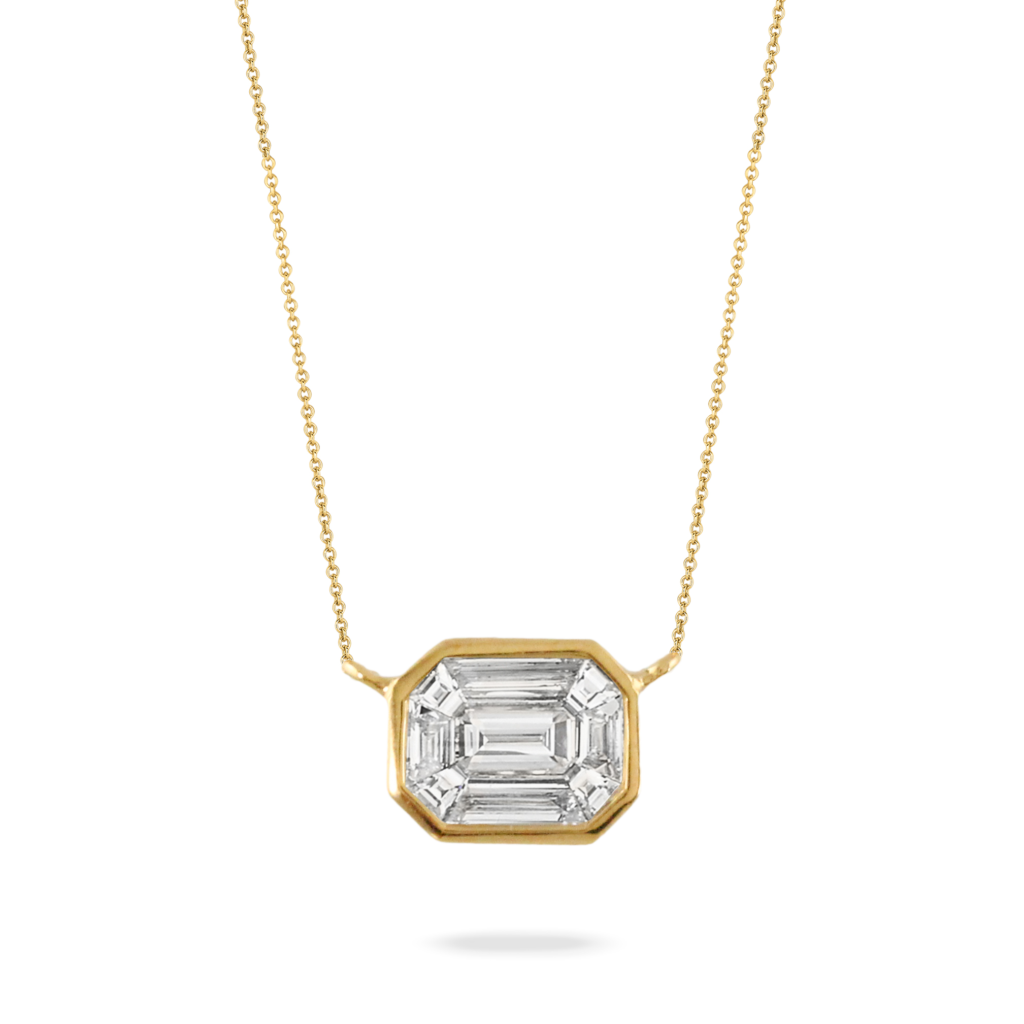 DOVES Diamond Yellow Gold Pendant Necklace | Mondrian
