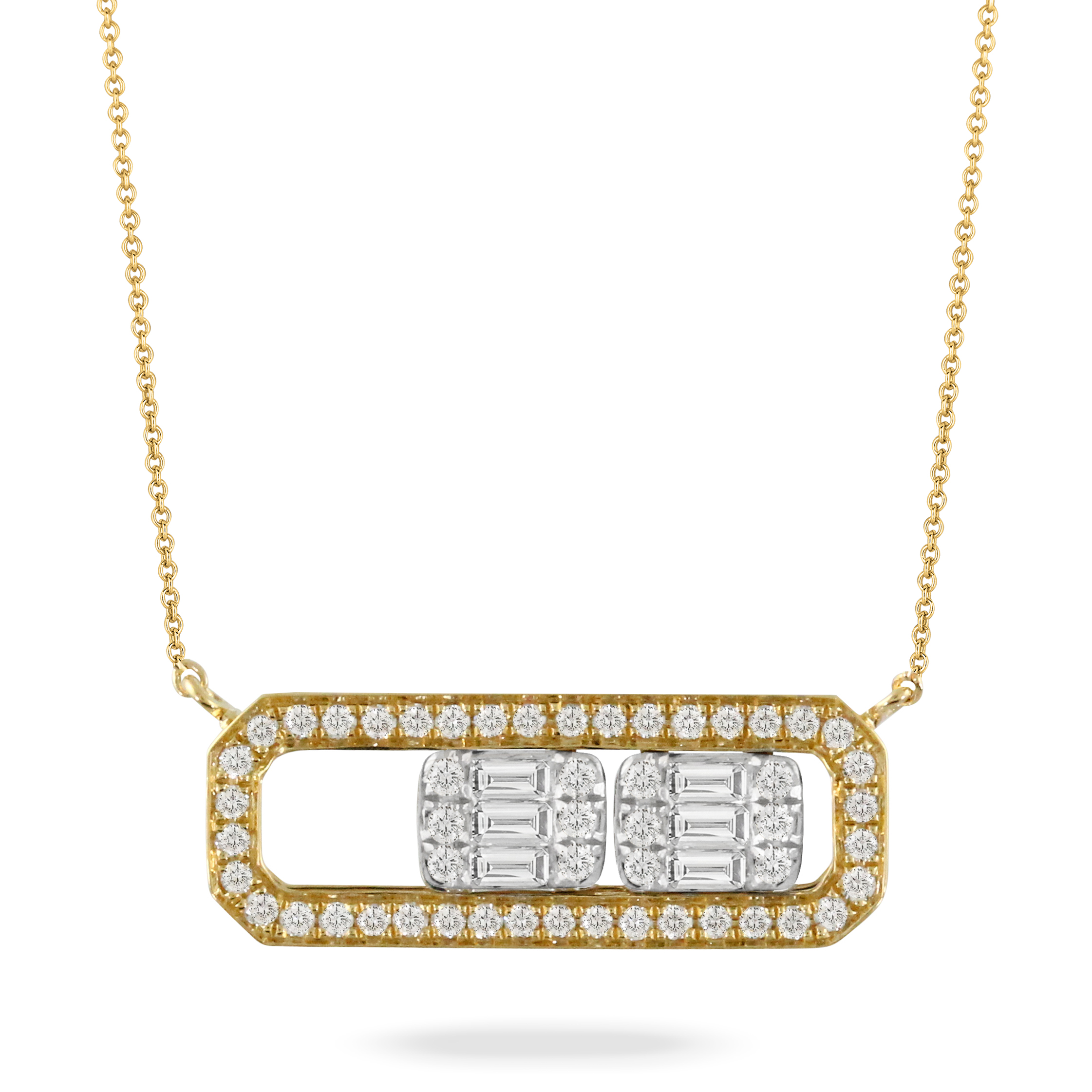 DOVES Diamond Yellow Gold Bar Pendant Necklace | Mondrian