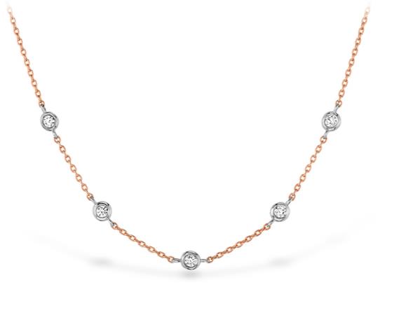 HEARTS ON FIRE 1/10ctw Diamond Off-Set Five Bezel Necklace l Signature