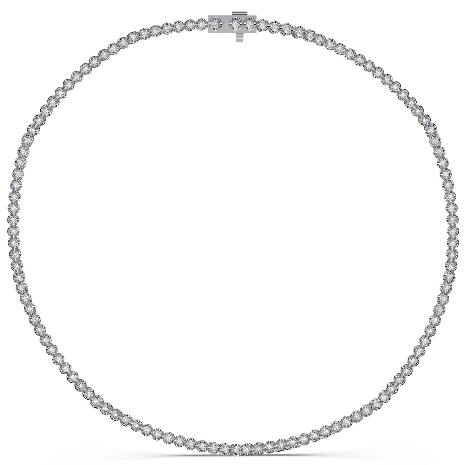 3ctw Round Diamond White Gold Tennis Necklace | 18 Inches