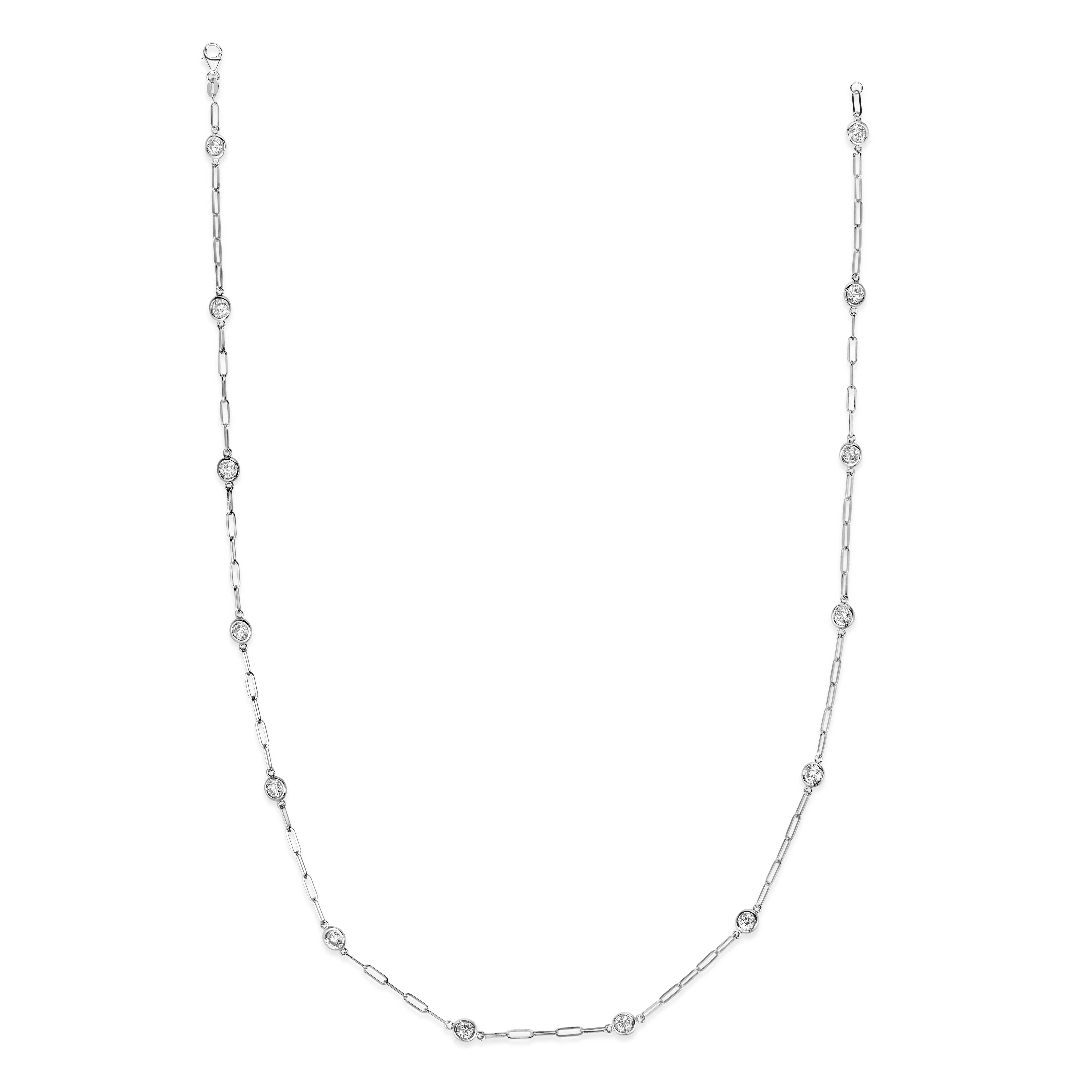 White Gold 1/2ctw Diamond Station Paperclip Necklace l 18 inches