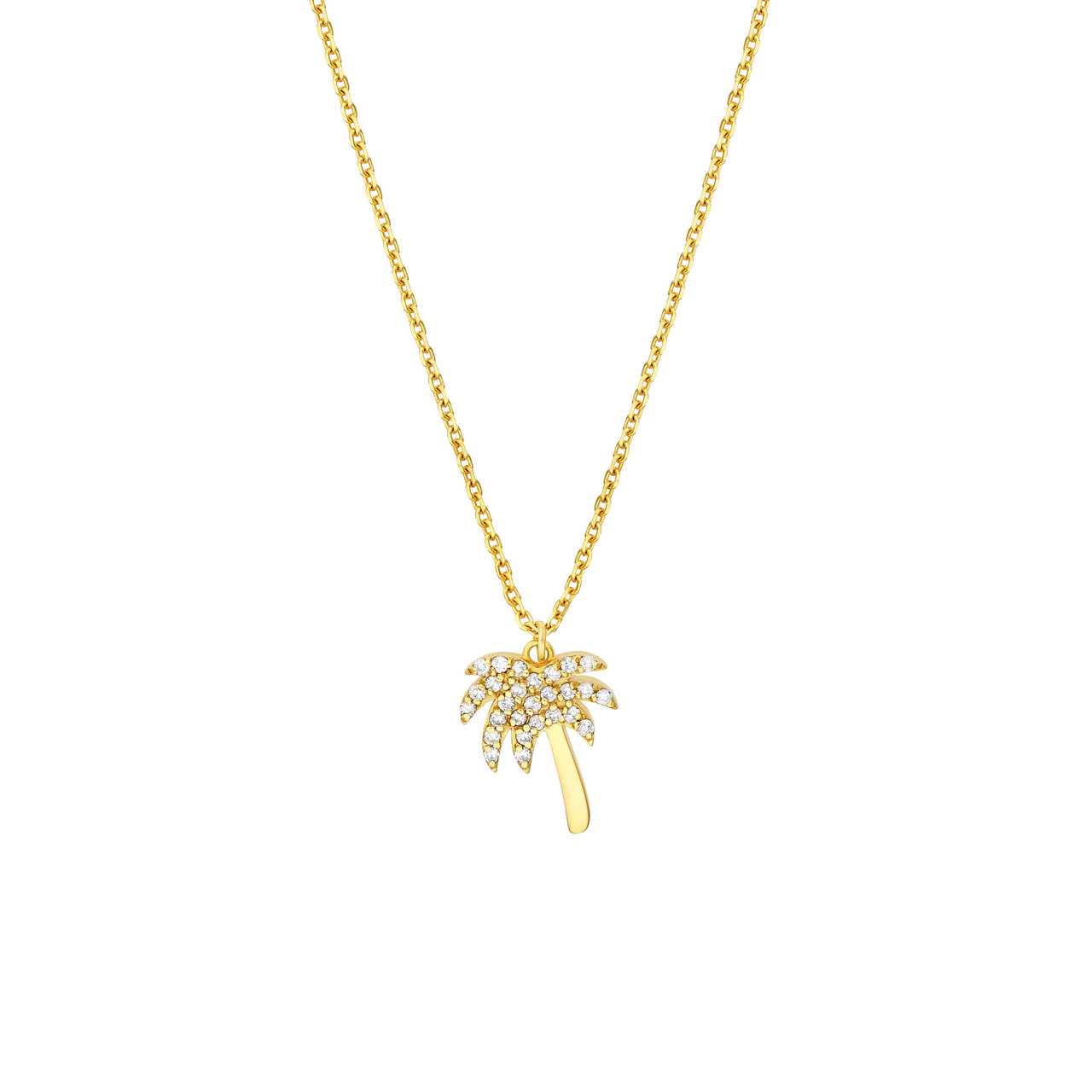 Yello Gold 1/8ctw Diamond Palm Tree Necklace l 18 inches