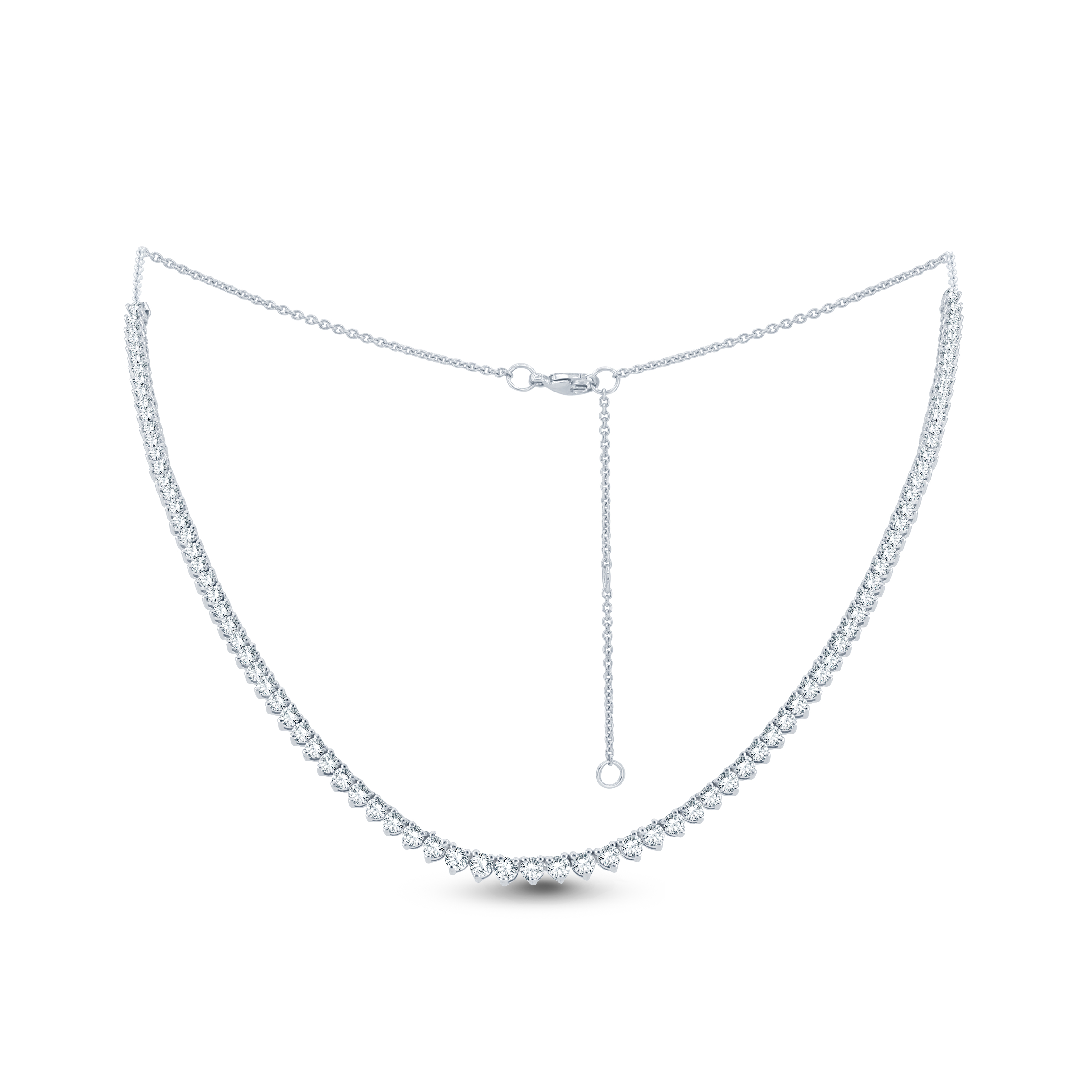 White Gold 3ctw Natural Diamond Line Necklace l 17 inches